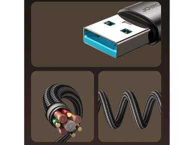 Cable USB-A - USB-C 3A de 90° Joyroom S-A56 EnjoyX Series, 1,2 m, color negro Cable USB-A - USB-C 3A de 90° Joyroom S-A56 EnjoyX Series, 1,2 m, color negro
