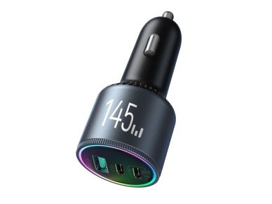 Carregador veicular Joyroom JR-CCN07 de 145 W com 2 portas USB-C e USB-A + cabo USB-C de 100 W - Cin