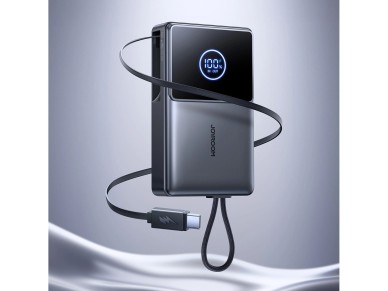 Joyroom JR-PR1 10000mAh 22.5W Powerbank with Built-in Retractable USB-C Cable - Black Joyroom JR-PR1 10000mAh 22.5W Powerbank with Built-in Retractable USB-C Cable - Black