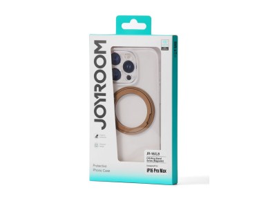 Joyroom JR-16JL6 iPhone 16 Pro Ultra-Thin MagSafe Compatible Case with 360° Ring Stand - Gold Joyroom JR-16JL6 iPhone 16 Pro Ultra-Thin MagSafe Compatible Case with 360° Ring Stand - Gold