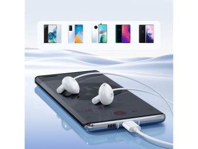 Fones de ouvido intra-auriculares Joyroom JR-EC05 USB-C - brancos