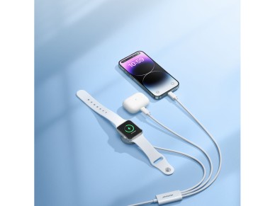 Joyroom S-IW007 3-in-1 cable USB-A magnetic charger - Lightning 1.2m - white Joyroom S-IW007 3-in-1 cable USB-A magnetic charger - Lightning 1.2m - white