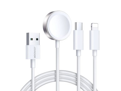 Joyroom S-IW008 3-in-1 cable magnetic charger USB-A - Lightning/USB-C 1.2m - white