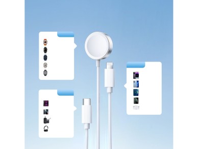 Cabo carregador magn�tico 3 em 1 Joyroom S-IW008 USB-A - Lightning/USB-C 1,2 m - branco