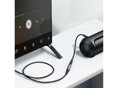 Cable de audio estéreo Joyroom AUX mini jack de 3,5 mm (macho) - mini jack (hembra) 1,2 m negro (SY- Cable de audio estéreo Joyroom AUX mini jack de 3,5 mm (macho) - mini jack (hembra) 1,2 m negro (SY-