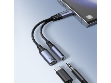 Adaptador DAC Joyroom SY-C02 2 en 1 USB-C a USB-C / minijack de 3,5 mm - negro