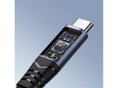 Adaptador DAC Joyroom SY-C02 2 en 1 USB-C a USB-C / minijack de 3,5 mm - negro