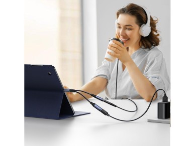 Adaptador DAC Joyroom SY-C02 2 en 1 USB-C a USB-C / minijack de 3,5 mm - negro