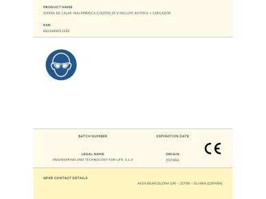 Sierra de calar inal�mbrica cjs2050 20 v incluye bateria + cargador