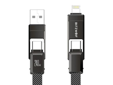 Blitzwolf BW-HDC7 4-in-1 USB+C+Lightning cable 240W 1.2m (black) Blitzwolf BW-HDC7 4-in-1 USB+C+Lightning cable 240W 1.2m (black)