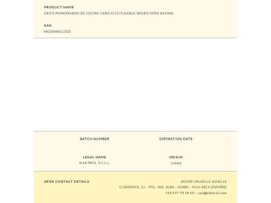 Torneira de cozinha monocomando baiona com bica flex�vel preta