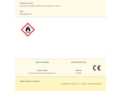 Deshumidificador port�til, 12 l/d�a