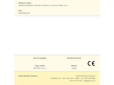 Rolo de cabo el�trico vv-k06/1kv 2 x 2,50 mm� preto 15m