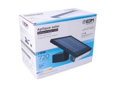 Candeeiro de parede solar led 6w 720lm 6.500k com sensor de crep�sculo e de movimento. ponto de luz 