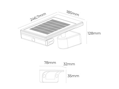 Candeeiro de parede solar led 6w 720lm 6.500k com sensor de crep�sculo e de movimento. ponto de luz 