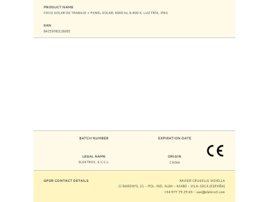 Luz de trabalho led solar + painel solar 4000 lm, 6.400 k, luz fria, ip65