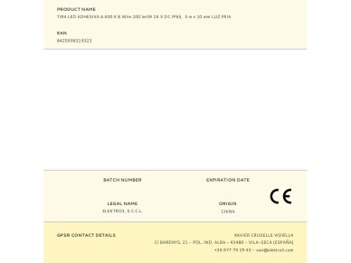 Fita led luz branca fria 6.400k adesivo 5 m x 10 mm 8 w/m 100 lm 24 v dc