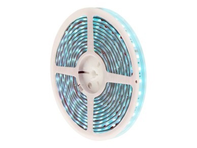 Tira de led rgb adesiva 5m x 12mm 4,5 w/m -20 lm/w 24v dc, wifi tuya app