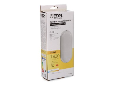 Oval led wall light with twilight and motion sensor 18w 1820lm 4,000k edm