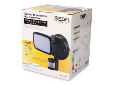 Aplique led com sensor crepuscular e de movimento 10 w 750 lm 4000 k luz dia, ip65, preto, �12 � 14 