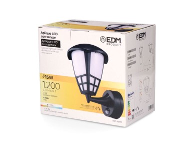 Led wall light with twilight and motion sensor 15w 1200 lm 4000 k daylight, black, 21,6 x 16 x 24,7 