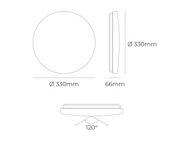 Circular surface led wall light 18 w 3cct 1820 lm �33 x 6.6 cm