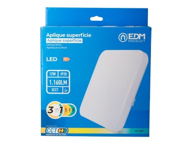 Extra flat square surface led wall light 12 w 3cct 1160 lm 28,5 x 28,5 x 6 cm