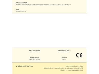 Extra flat square surface led wall light 12 w 3cct 1160 lm 28,5 x 28,5 x 6 cm