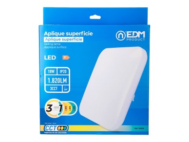 Extra flat square surface led wall light 18 w 3cct 1820 lm 33 x 33 x 7 cm