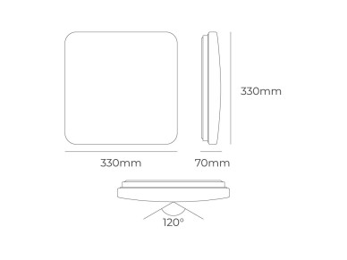 Extra flat square surface led wall light 18 w 3cct 1820 lm 33 x 33 x 7 cm