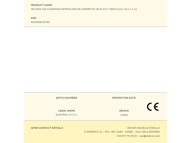 Extra flat square surface led wall light 18 w 3cct 1820 lm 33 x 33 x 7 cm