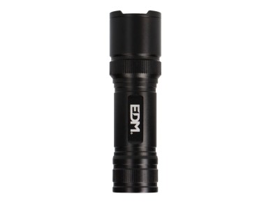 Black grip tactical led flashlight, aluminum, with zoom, 3 x aaa (included) 150 lm
