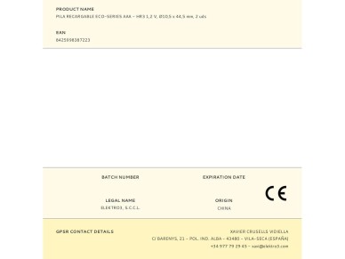 Pilha recarreg�vel aaa eco-series - hr03 950ma, �10,5 x 44,5 mm, 2 unid.