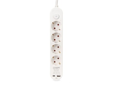 Extension lead with 4 2 p+e schuko sockets, with switch, 2 usb a + c, 16 a 250 v, cable h05vv-f, 3g1