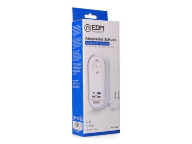 Extension cord with 1 schuko 2p+e socket, 4 usb ports (3 x a + 1 x c), 16 a 250 v, cable h05vv-f, 3g