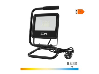 Foco proyector led con pie black series 50 w 4000 lm 6400 k luz fria 24 x 21 x 34 cm Foco proyector led con pie black series 50 w 4000 lm 6400 k luz fria 24 x 21 x 34 cm