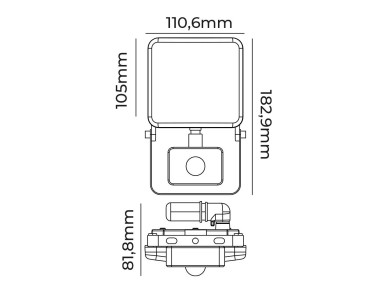 Projetor led frameless 20w 1560lm 6000k com sensor edm