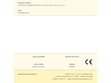 Mauve square ceiling light daylight 24 w 4000 k 3000 lm 43 x 43 x 7.5 cm