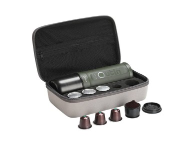 Conjunto de cafeteira port�til Outin Nano 7500mAh (Verde) + capa protetora