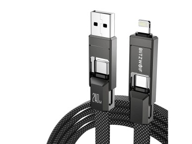 Cabo Blitzwolf BW-HDC7 4 em 1 USB+C+Lightning 240W 1,2m (preto) Cabo Blitzwolf BW-HDC7 4 em 1 USB+C+Lightning 240W 1,2m (preto)