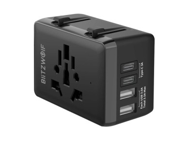 Adaptador de viaje 4 en 1 Blitzwolf BW-TA1 2xUSB + C + PD 20W