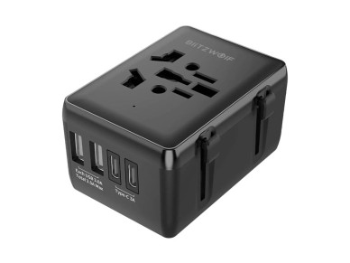 Adaptador de viagem Blitzwolf BW-TA1 4 em 1, 2x USB + C + PD, 20 W