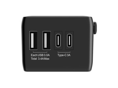 Adaptador de viagem Blitzwolf BW-TA1 4 em 1, 2x USB + C + PD, 20 W