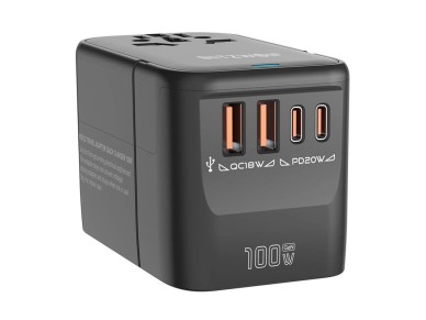 Adaptador de viagem Blitzwolf BW-TA2 5 em 1: 2x USB PD + 2x C QC + C GaN 100W