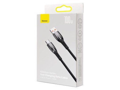 Cabo Baseus Glimmer USB - USB-C 2,0m preto 100W Cabo Baseus Glimmer USB - USB-C 2,0m preto 100W