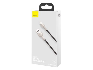 Cable Baseus Cafule Metal USB-Lightning 0,25 m 2,4A negro