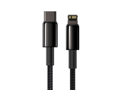 Cable Baseus Tungsten PD USB-C - Lightning 1,0 m negro 20 W