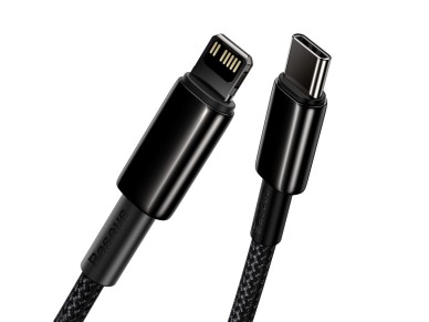 Cable Baseus Tungsten PD USB-C - Lightning 1,0 m negro 20 W