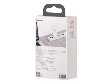 Cargador de pared Baseus GaN2 Lite PD 65W 1x USB-C 1x USB blanco