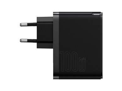 Cargador de pared Baseus GaN5 Pro PD 100W 1x USB-C 1x USB negro + USB-C - USB-C